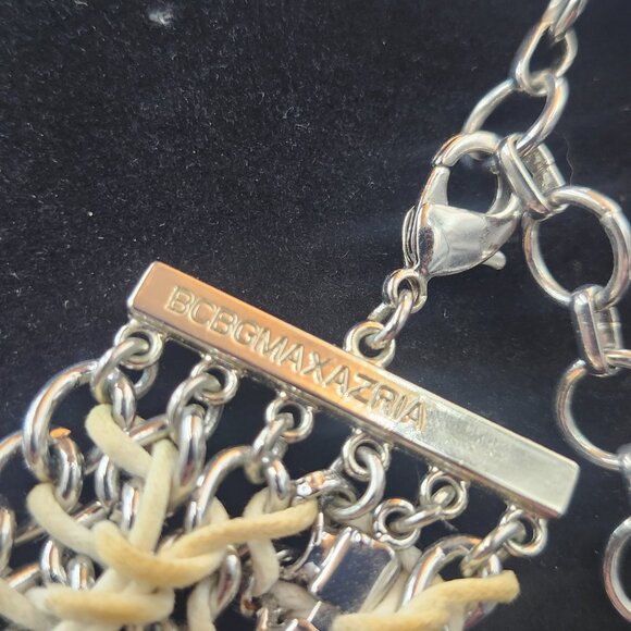 BCBG Max Azria Silver-tone Multi-chain Statement Collar Necklace. - Picture 4 of 8